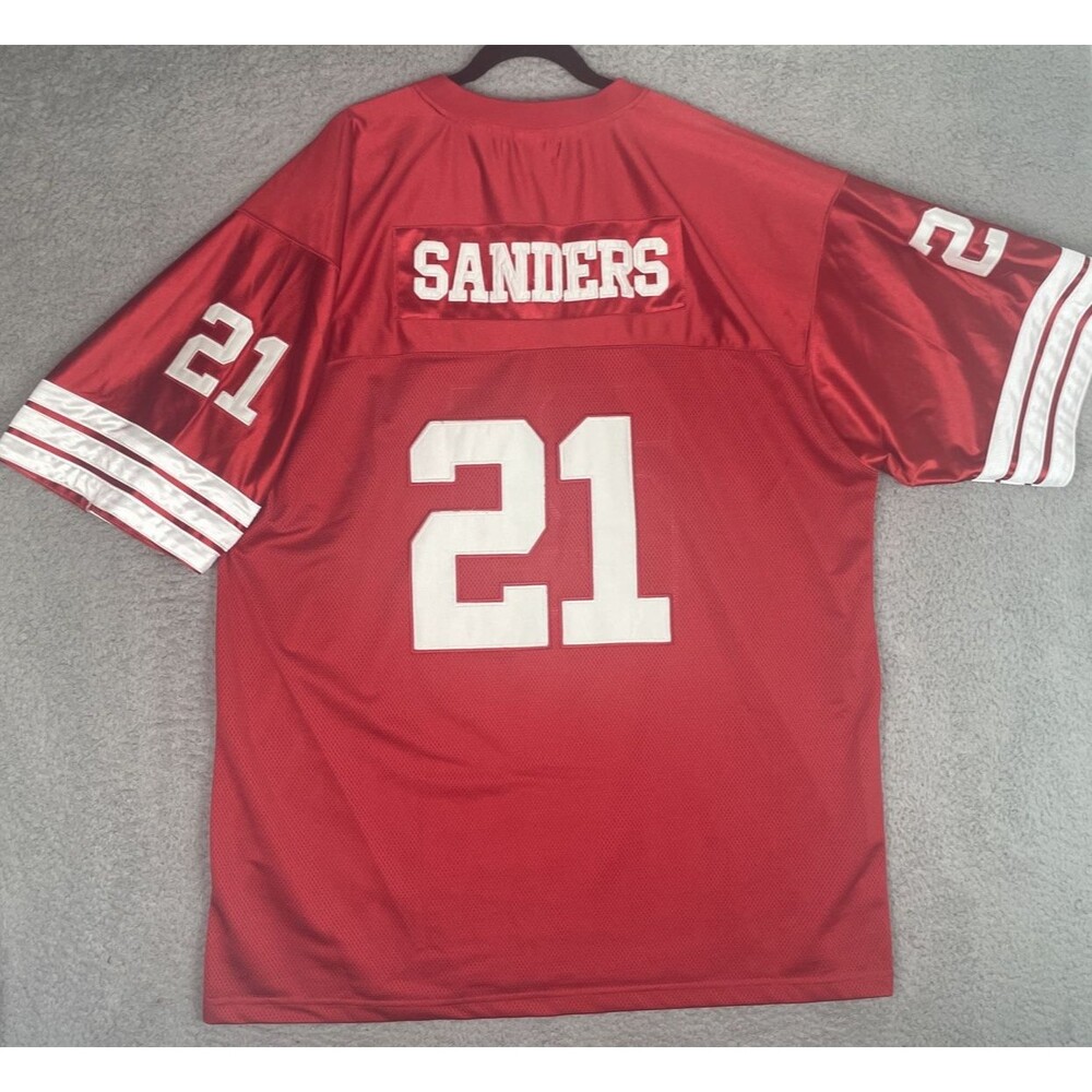 Vintage Mitchell & Ness Jersey 1994 Deion Sanders #21 49ers Mens 58 3XL Red Sewn